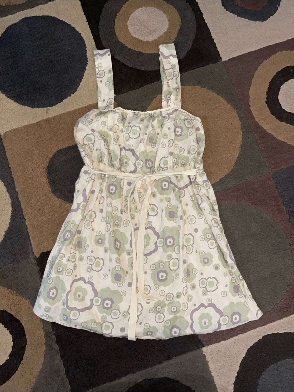 Kismet Cream top with Light Green and Lavender Floral Print
